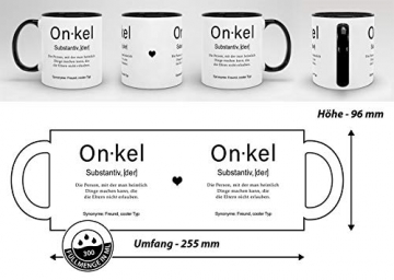 Tassendruck Tasse mit Definition Onkel - Wörterbuch/Geschenk-Idee/Dictionary/Beruf/Job/Arbeit/Familie/Innen & Henkel Schwarz - 6