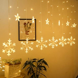 Towinle LED Lichterkette Sternen Schneeflocke Lichtervorhang 138 LEDs Led Schneeflocke Sternenvorhang mit Netzstecker 8 Lichtermodi Led Kette Weihnachten Party Fester Deko - 1