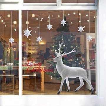 UMIPUBO Weihnachten Aufkleber Fenster Dekoration Weißer großer Elch Fensteraufkleber Schneeflocke Fensterbild PVC Entfernbarer Elektrostatischer Aufkleber Weihnachtssticker (Weihnachten) - 1