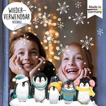 Wandtattoo Loft Fensterbild Weihnachten Pinguine Schneeflocken Wiederverwendbare Fensteraufkleber Fensterdeko Kinderzimmer - 2