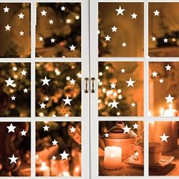 Wandtattoo Loft Fensterbild Weihnachten Sterne Wiederverwendbare winterliche Fensteraufkleber weiß Fensterdeko - 1