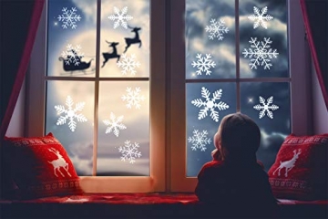 Yuson Girl 108 Stk Schneeflocken Fensterbild Abnehmbare Weihnachten Aufkleber Fenster Weihnachten Deko Wandtattoo Weihnachten Statisch Haftende PVC Aufkleber - 3