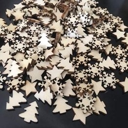 ZesNice Streudeko Weihnachten, 200 Stücke Holzsterne Blank Holz Scheiben Mini Verschönerungen für Handwerk Making DIY - 1