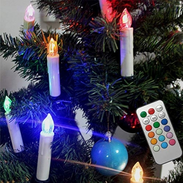 HENGMEI 30er LED Kerzen Weihnachtskerzen kabellos mit Fernbedienung und Batterie Christbaumkerzen Christbaumbeleuchtung RGB Flammenlose Weihnachtsbeleuchtung für Weihnachtsbaum, Hochzeit, Partys - 6