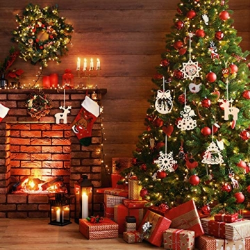 KATELUO 60 Stück Holz Weihnachten Anhänger, DIY Weihnachtsdekoration Holz, Weihnachtsbaumschmuck Holz für Zuhause, Party, Festival, Weihnachten Weihnachtsbaum Deko Geschenke - 2