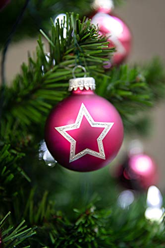 KREBS & SOHN Set Weihnachtskugeln aus Glas 5,7 cm - Christbaumschmuck Christbaumkugeln Weihnachtsdeko - 20-teilig, Pink, Sterne - 5