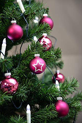 KREBS & SOHN Set Weihnachtskugeln aus Glas 5,7 cm - Christbaumschmuck Christbaumkugeln Weihnachtsdeko - 20-teilig, Pink, Sterne - 7