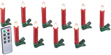 Lunartec Baumkerzen: 20er-Set LED-Weihnachtsbaum-Kerzen mit IR-Fernbedienung, rot (Kabellose Christbaumkerzen) - 4