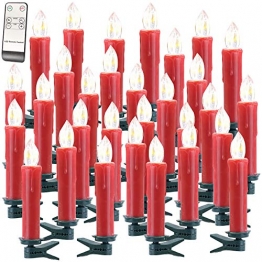 Lunartec Funkkerzen: FUNK-Weihnachtsbaum-LED-Kerzen mit Fernbedienung, 30er-Set, rot (Christbaumkerzen Funk) - 1