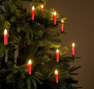 Lunartec Funkkerzen: FUNK-Weihnachtsbaum-LED-Kerzen mit Fernbedienung, 30er-Set, rot (Christbaumkerzen Funk) - 5