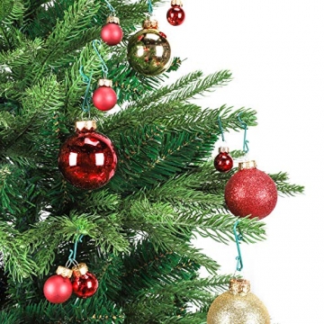 Yorbay Weihnachtskugeln 44er Set Christbaumkugeln aus Glas mit Aufhänger, Weihnachtsdeko für Weihnachten, Weihnachtsbaum, Tannenbaum, Christmasbaum(Mehrweg) (Rot+Gold) - 3