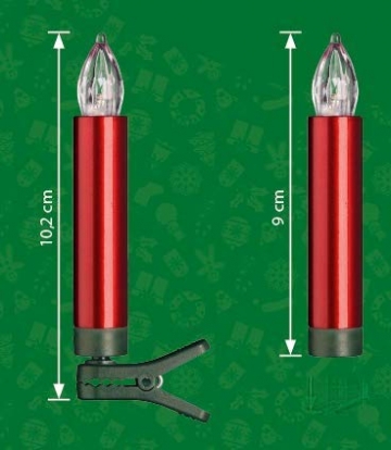 12-er Set Weihnachtsbaumkerzen ✔ kabellos ✔ Timer ✔ Dimmfunktion ✔ Flacker-Modus ✔ GS geprüft ✔ inkl. Batterien ✔ Weihnachtsbeleuchtung für Innen & geschützten Außenbereich (Rot) - 5