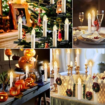20x Weinachten LED Kerzen Kabellos Weihnachtskerzen Christbaumkerzen Milchweisse Hülle Dimmen Flackern Baumkerze-Set,Kerzen Lichtfarbe warmweiß - 5
