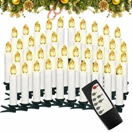 40er Christbaumkerzen Kabellos Warmweiß Flammenlos Weihnachtsbaum Lichterkette mit Fernbedienung - 1