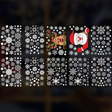 CMTOP Weihnachten Aufkleber Fenster 358 PCS Schneeflocken Weihnachtsmann Elch Fensterbilder Abnehmbare Statisch Haftende PVC doppelseitige Aufkleber für Weihnachts-Fenster Dekoration - 5