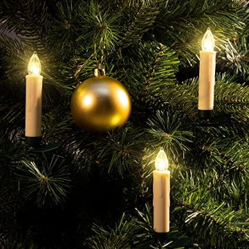 Deuba 30x LED Weihnachtsbaumkerzen kabellos weiß Fernbedienung Timer Flackern Dimmbar Christbaumkerzen Weihnachtskerzen - 6