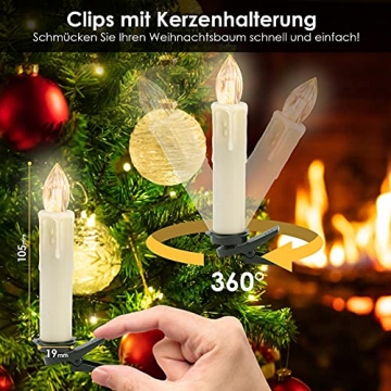 EINFEBEN 10x LED Weihnachtskerzen Kabellos, Christbaumkerzen mit Fernbedienung Timer Dimmbar, Warmweiß Kerzen für Weihnachtsbaum, Weihnachtsdeko - 5
