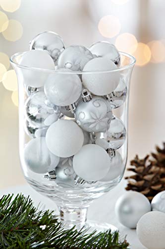 HEITMANN DECO 49er Set Christbaumkugeln 4 cm - Weihnachtsschmuck Weiß Silber Glänzend zum Aufhängen - Kunststoffkugeln Weihnachtsbaum - 2