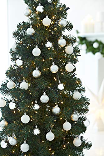 HEITMANN DECO 49er Set Christbaumkugeln 4 cm - Weihnachtsschmuck Weiß Silber Glänzend zum Aufhängen - Kunststoffkugeln Weihnachtsbaum - 3