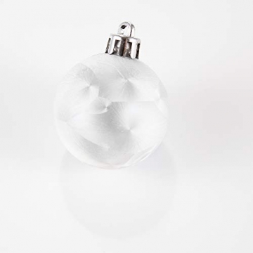 HEITMANN DECO 49er Set Christbaumkugeln 4 cm - Weihnachtsschmuck Weiß Silber Glänzend zum Aufhängen - Kunststoffkugeln Weihnachtsbaum - 6