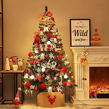 JYHZ Weihnachtsdekorationen, künstliche Weihnachtsbaumdekorationen, Fichte angelenkter Weihnachtsbaum mit Metallhalterungen, geeignet for den Innenhof (Farbe: rot, Größe: 6 Fuß (180 cm)) - 2