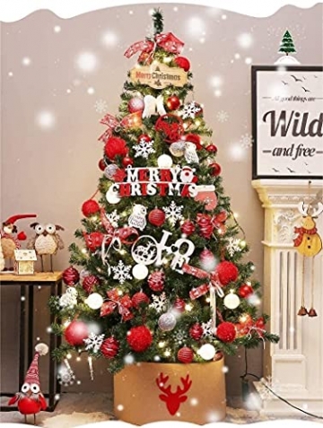 JYHZ Weihnachtsdekorationen, künstliche Weihnachtsbaumdekorationen, Fichte angelenkter Weihnachtsbaum mit Metallhalterungen, geeignet for den Innenhof (Farbe: rot, Größe: 6 Fuß (180 cm)) - 3