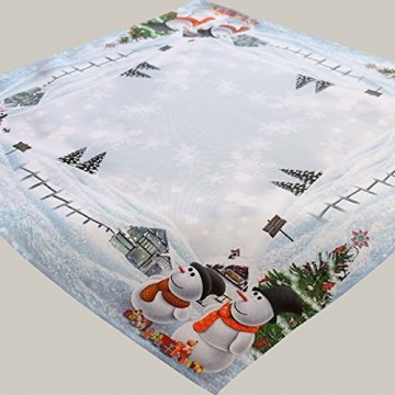 Kamaca Serie Frosty Snowman hochwertiges Druck-Motiv - EIN Schmuckstück zu Winter Weihnachten (Mitteldecke 85x85 cm) - 1