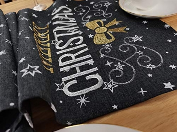 Lifestyle Tischläufer Weihnachten | Hochwertige Tischdecke, dunkelgrau in schicker Farbkombination 40x140 cm | Weihnachtsdeko Tisch Sterne 