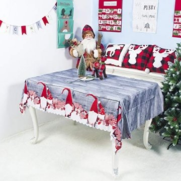 QUQU Weihnachtstapete Weihnachtskarikatur Waschbare Polyester Tischdecken 150 * 180cm Weihnachtstischwäsche (Color : C Grey Love, Size : 150 * 180cm) - 1