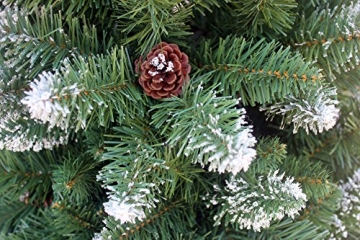 RS Trade HXT 15013 künstlicher Weihnachtsbaum 180 cm mit Schnee und Zapfen (Ø ca. 114 cm) ca. 1095 Spitzen, schwer entflammbarer Tannenbaum mit Schnellaufbau Klappsystem, inkl. Christbaum Ständer - 5