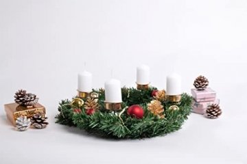 ARTECSIS Adventskranz - künstlicher Dekokranz mit Weihnachtsdekoration und 4 Kerzenhaltern/Weihnachtskranz 35 cm dekoriert/künstlicher Tannenkranz - 5
