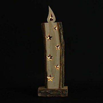 Deko Objekt “Leuchtkerze” aus Holz, 52 cm hoch, mit LED Lichterkette, Batterie-betrieben, Skulptur … - 7