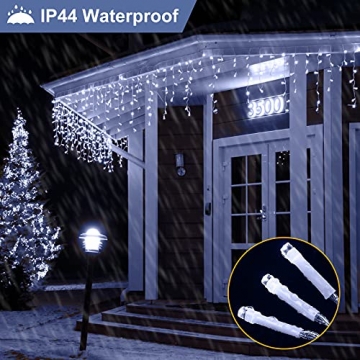 [240 LED] Lichterkette, 9M 8 Modi Lichterkette Außen Strom Weihnachtsbeleuchtung Wasserdicht Außen/Innen LED Lichterkette mit Memory-Funktion für Garten Balkon Weihnachtsbeleuchtung Außen, Kaltweiß - 4