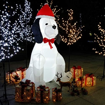 CCLIFE Led Schneemann Beleuchtet Aufblasbar snowman outdoor Außenbereich Schneemänner Weihnachtsbeleuchtung weihnachtsdeko Weihnachtsfigur, Farbe:Hund - 180cm - 2
