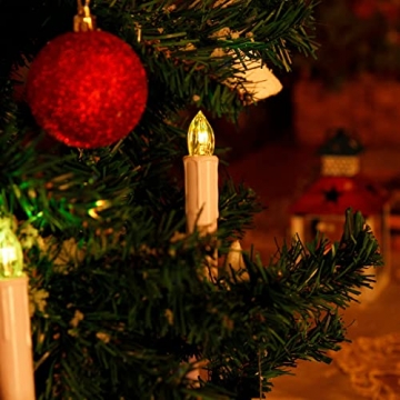 CCLIFE LED Weihnachtskerzen Kabellos RGB Kerzen Bunt Weihnachtsbaumkerzen Christbaumkerzen mit Fernbedienung Timer Kerzenlichter, Farbe:Beige, Größe:30er - 5