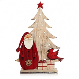 com-four® Dekorativer Aufsteller für Weihnachten - Weihnachtsmann aus Holz lackiert - Premium Weihnachtsdekoration zum Hinstellen (01 Stück - Santa Claus 33cm) - 1