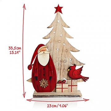 com-four® Dekorativer Aufsteller für Weihnachten - Weihnachtsmann aus Holz lackiert - Premium Weihnachtsdekoration zum Hinstellen (01 Stück - Santa Claus 33cm) - 5