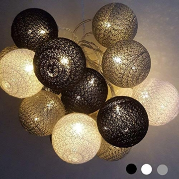 Cotton Ball Lichterkette Batteriebetrieben - 3,3M 20 LED Kugel Lichterketten Innen Wandleuchte Weihnachtsbeleuchtung Deko für Hochzeit, Zimmer, Home, Party - 1