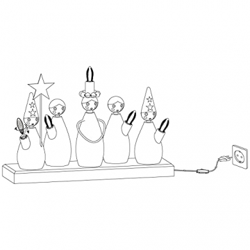 EGLO Lichterbogen Weihnachten mit 5 Glühbirnen, Fensterleuchter mit beleuchteten Weihnachtsfiguren aus Holz, Schwibbogen mit Kabel, E10, warmweiß - 6