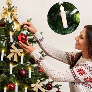 Gotoll 30er LED Weihnachtskerzen,Warmweiß Christbaumkerzen Kabellos Kerzen mit Fernbedienung Timer Kerzenlichter IP44 für Weihnachtsbaum Weihnachtsdeko Hochzeit Partys - Weiß - 3