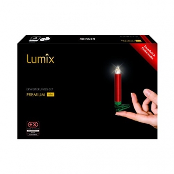 Krinner Premium Mini, kabellose LED-Mini-Christbaumkerzen, Basis-Set mit 12 Kerzen und IR-Fernbedienung, Flackermodus, Rot, Art. 75446 - 6