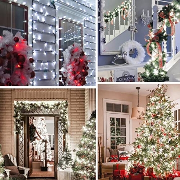 LED Lichterkette Außen, 20M 200 LED Weiß Weihnachtsbeleuchtung mit Strom, 8 Modi & Speicherfunktion, IP44 Wasserdicht Lichterkette für Innen Außen, Balkon, Garten, Weihnachtsdeko - 5