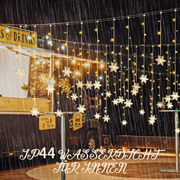 LED Lichtervorhang Schneeflocke, Koicaxy 1.8m 94 LED Lichterketten Fenster Vorhang Weihnachtsbeleuchtung mit 8 Modi für Innen Außen, Weihnachten,Hochzeit, Garten, Party Deko (Warmweiß) - 3