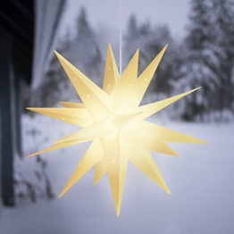 SALCAR 60cm Leuchtstern 3D, LED Weihnachtsstern für innen und außen, Adventsstern Beleuchtet hängend weiß Stern + Warmweiß Licht - 1