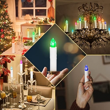 SunJas 40 er Weihnachtskerzen RGB LED Kerzen Weihnachtsbaumkerzen bunt kabellos Christbaumkerzen Lichterkette Weihnachtsbeleuchtung Fernbedienung Timer - 6