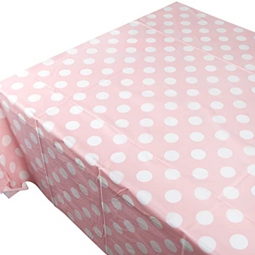 2 STK 137*274 cm Plastik Tischdecken Dot Tischtuch Party Geburtstag Hochzeit Tischdecke Tisch Decken Weihnachten Tischwäsche (Pink mit weißem Punkt) - 4