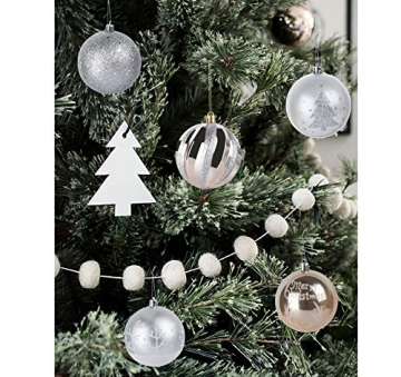 Adorfine 15 Stück Weihnachtskugeln Ornamente Christbaumkugeln aus Kunststoff Weihnachtsbaum Anhänger Ballkugel für Weihnachten Hochzeitsfest Dekoration（Silber/Champagner Gold,Ø 8cm） - 5