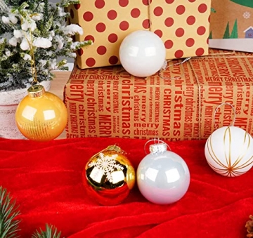 Adorfine 16 Stück Glas Christbaumkugeln 6cm, Set Weihnachtskugeln aus Glas Weihnachtsbaumschmuck Weihnachtsdeko Ornamente - Weiß, Silber, Gold, Sekt - 4