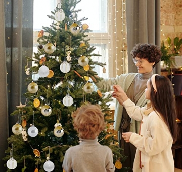 Adorfine 16 Stück Glas Christbaumkugeln 6cm, Set Weihnachtskugeln aus Glas Weihnachtsbaumschmuck Weihnachtsdeko Ornamente - Weiß, Silber, Gold, Sekt - 6