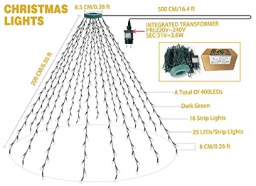aneeway LED Lichterkette Warmwei, Weihnachtsbeleuchtung mit 8 Leuchtmodi, 400 LEDs Weihnachtsbaum Lichterketten mit Timerfunktion Ausgestattet, für Partys, Weihnachten, Deko, Hochzeit - 4